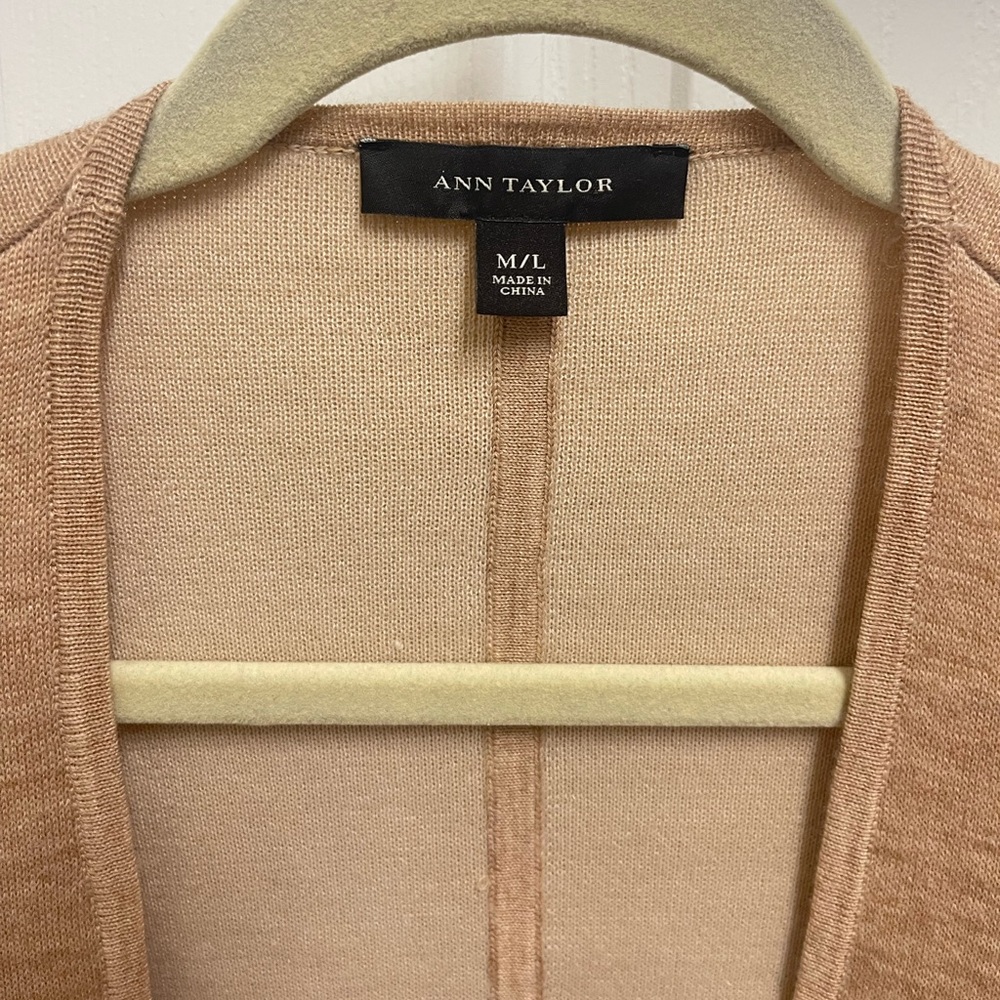 Ann Taylor Camel Color Open Front Drape Cardigan - image 2